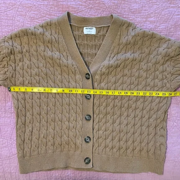 Old Navy Women's Tan Cable Knit Cardigan XL - Picture 5 of 7